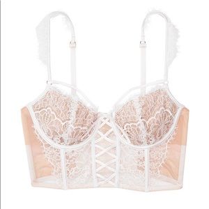 NWT Victoria's Secret Wicked Unlined Lace Up Balconette Bustier Dream Angels 34B